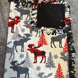 Cozy Moose and Tree Fleece Blanket